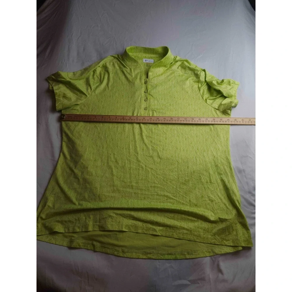 Greg Norman Polo Shirt Womens XXL All Over Print Green Golf Sporty Activewear